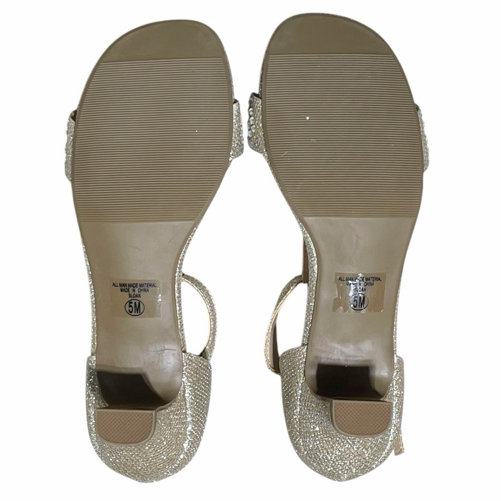Soda Girls 5M Sloan Rhinestone Dress Heels Open Toe Adjustable Buckle Strap Gold - Picture 8 of 13